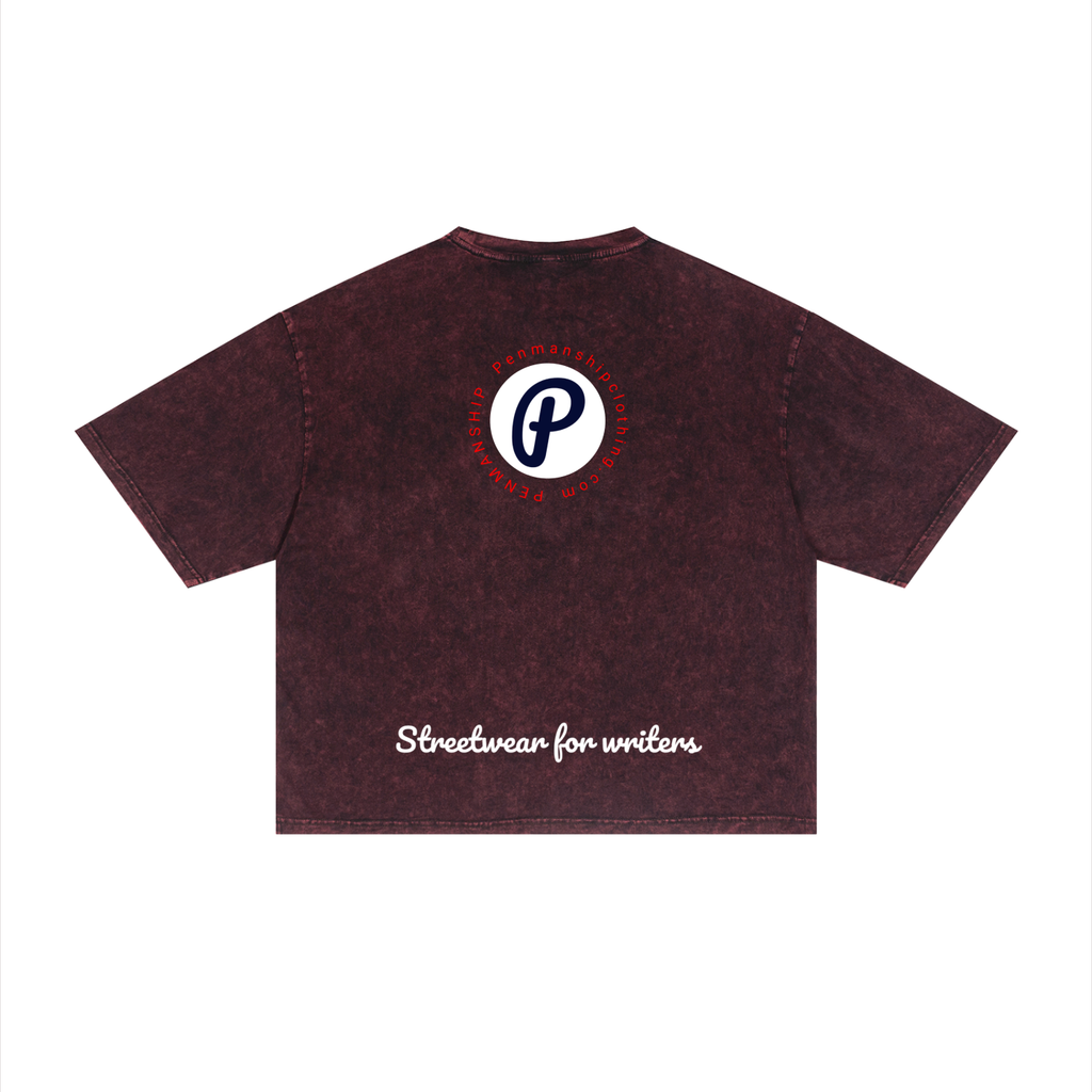 Penmanship Unisex Mineral Wash Boxy "Clean hands" Graphic T-Shirt