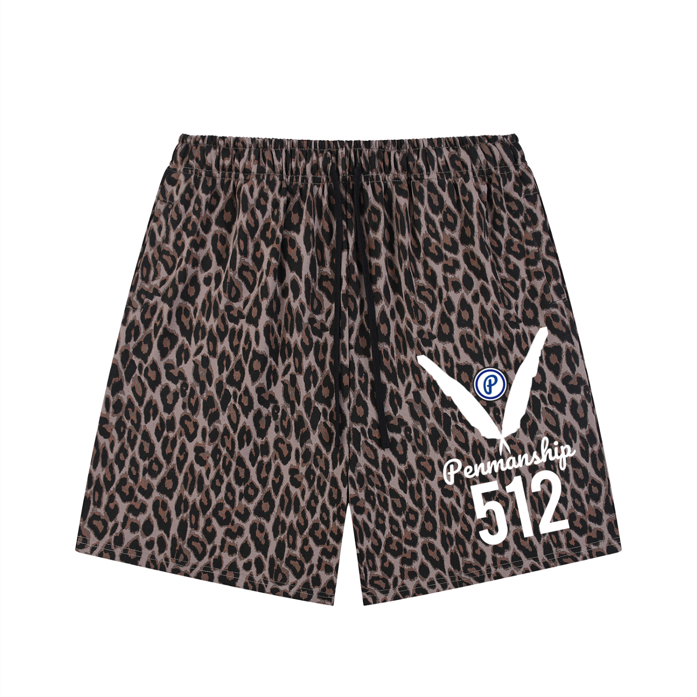 Penmanship Unisex Heavyweight Leopard Drawstring Shorts