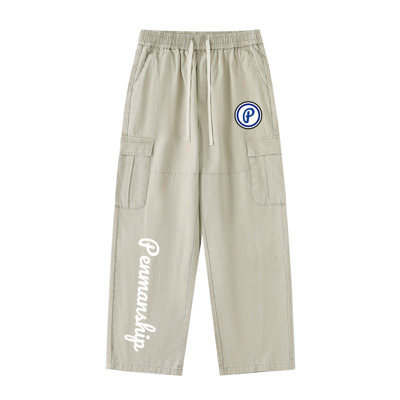 Penmanship Drawstring Waist Straight-Leg Cargo Pants