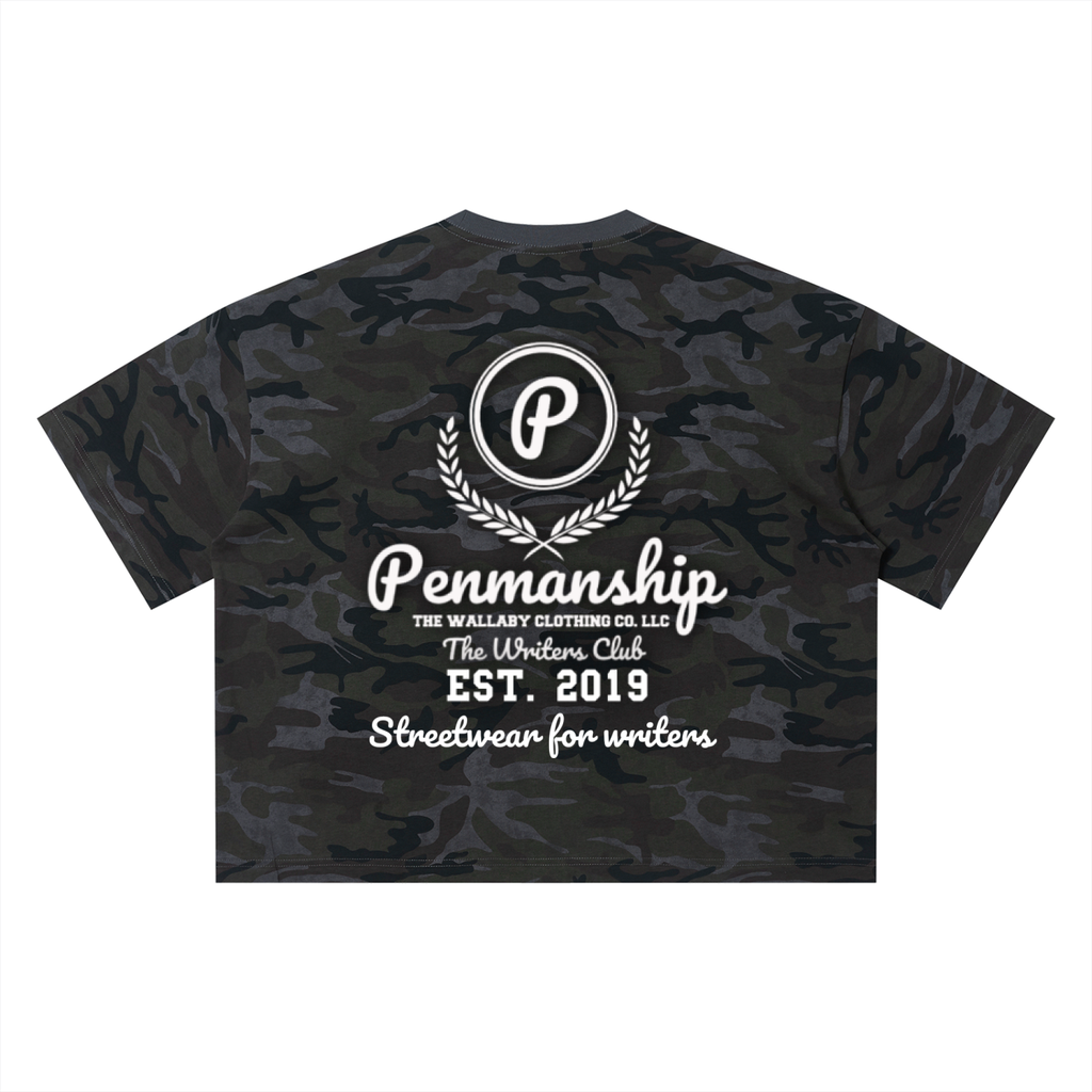 Penmanship Unisex Camo Boxy T-Shirt