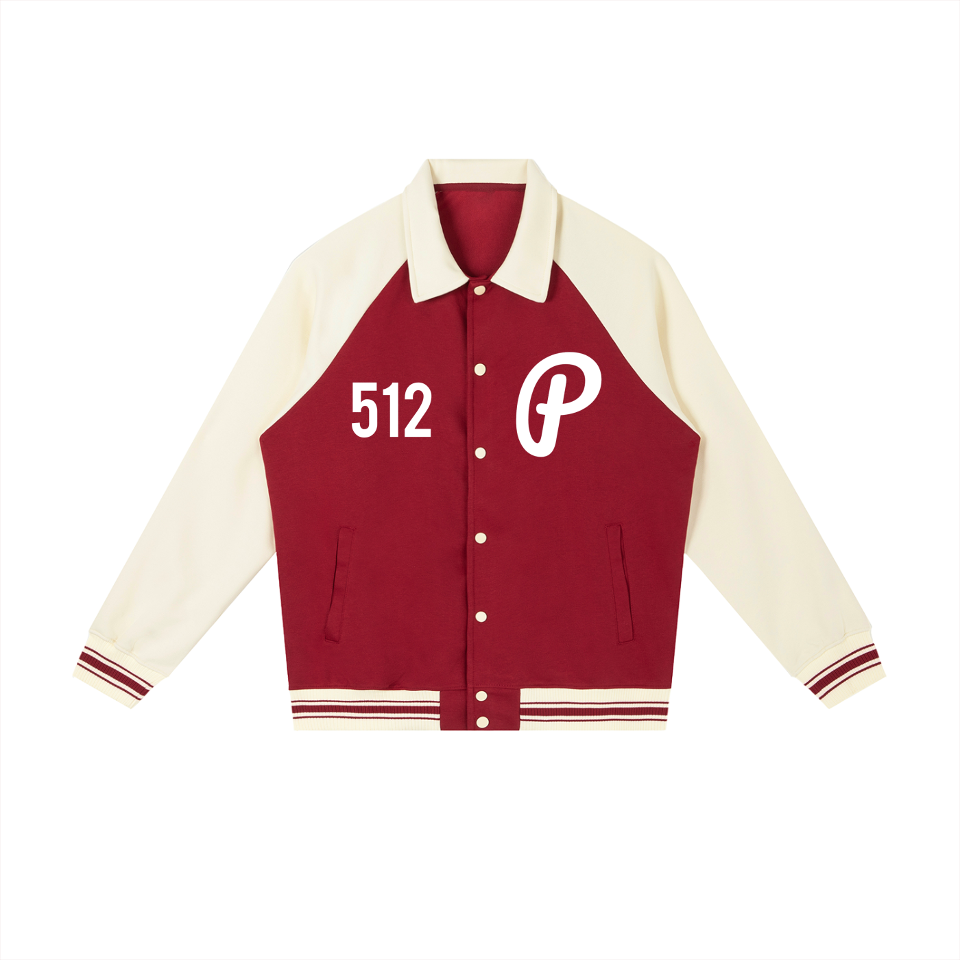 Penmanship Contrast Raglan Sleeve Baseball Jacket