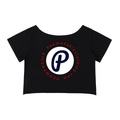 Penmanship Off-Shoulder Rolled Hem Cotton T-Shirt