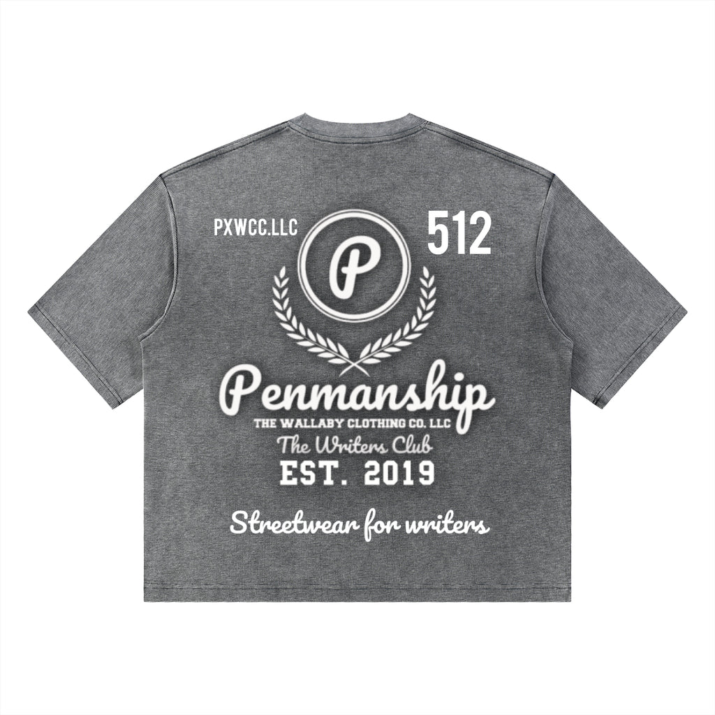 Penmanship "Censored" Unisex Mineral Wash Waffle Boxy T-Shirt