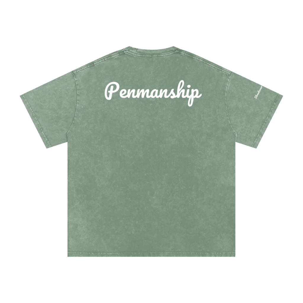 Penmanship Snow Washed Oversized Cotton T-Shirt