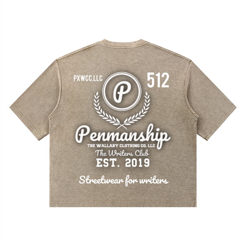 Penmanship "Censored" Unisex Mineral Wash Waffle Boxy T-Shirt
