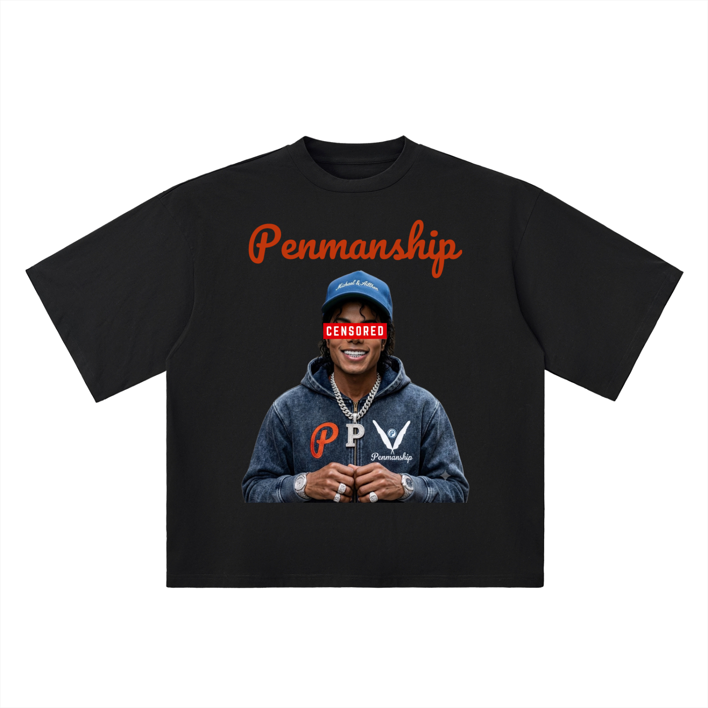 Penmanship "Censored" Oversized Drop Shoulder Graphic T-Shirt