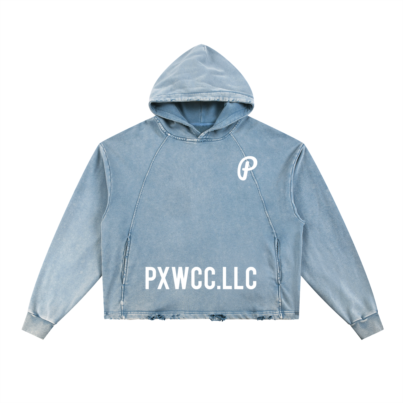Penmanship Vintage Washed Frayed-Hem Hoodie