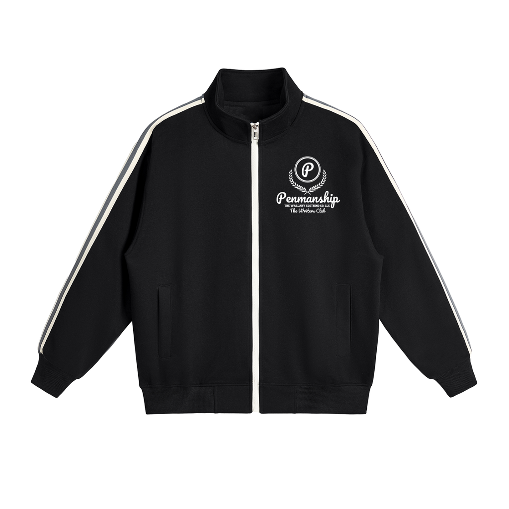 Penmanship Contrast Side-Stripe Stand Collar  Jacket