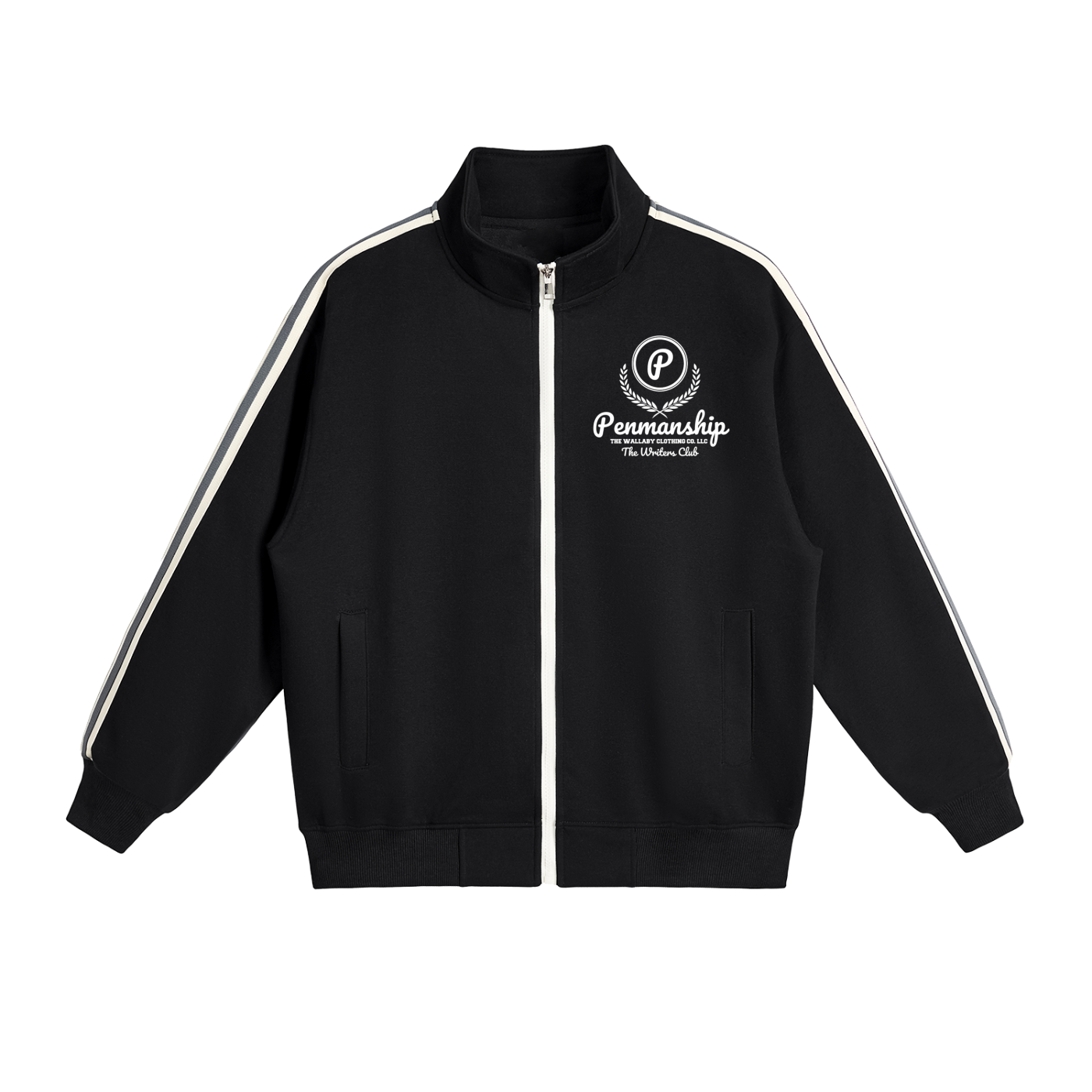 Penmanship Contrast Side-Stripe Stand Collar  Jacket