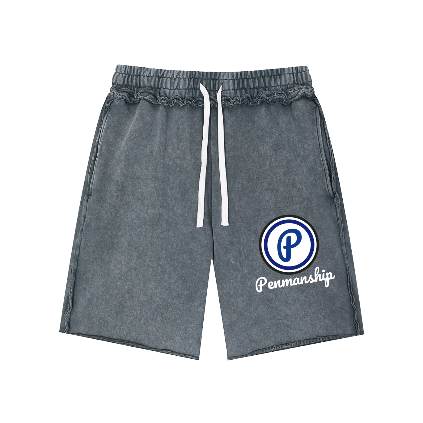 Penmanship Unisex Mineral Wash Raw Edge Shorts