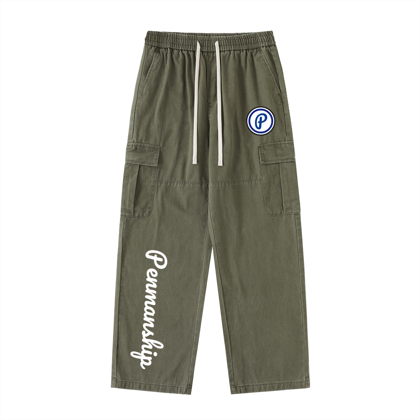 Penmanship Drawstring Waist Straight-Leg Cargo Pants