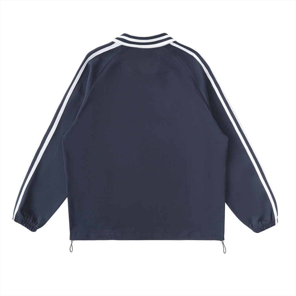 Penmanship Contrast Striped Lapel Collar Sweatshirt