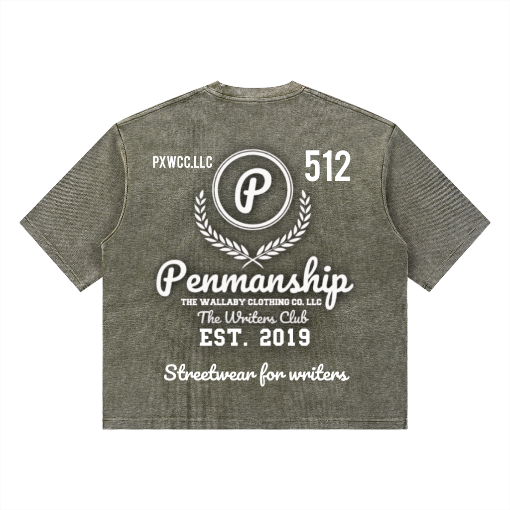 Penmanship "Censored" Unisex Mineral Wash Waffle Boxy T-Shirt