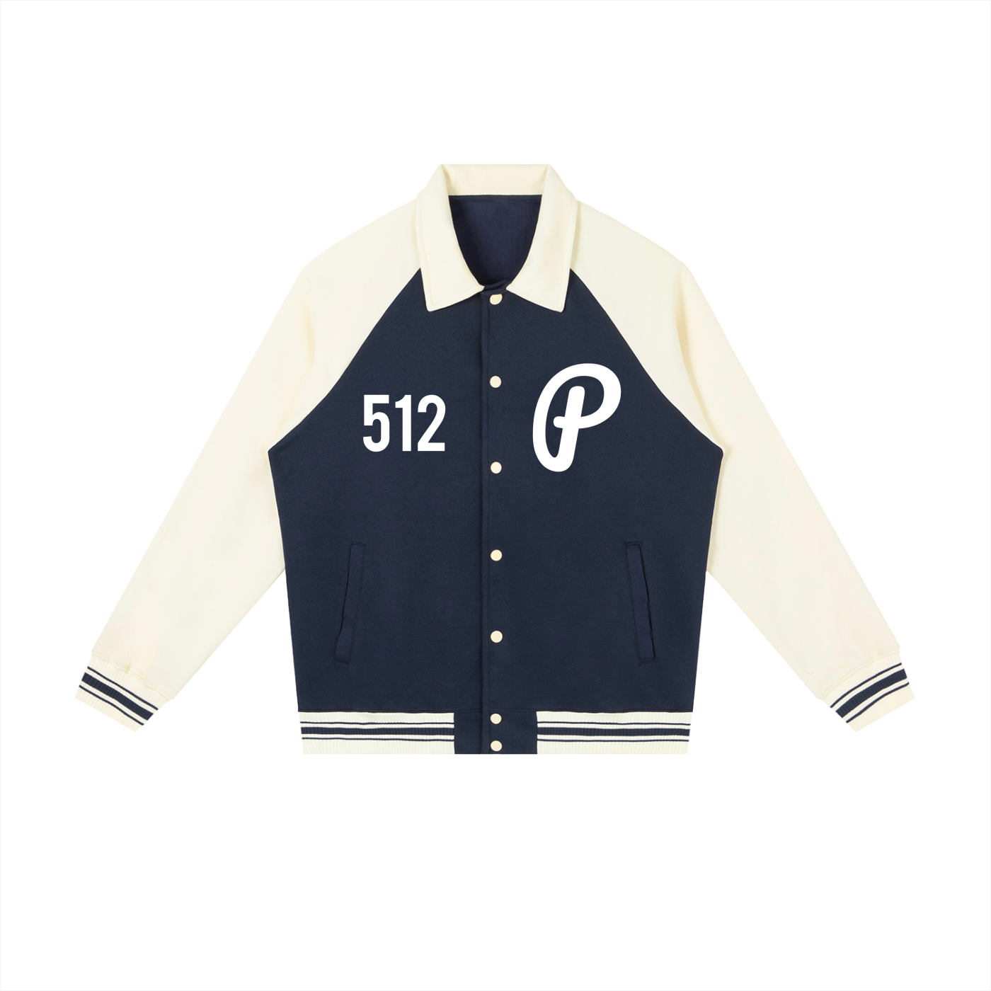 Penmanship Contrast Raglan Sleeve Baseball Jacket