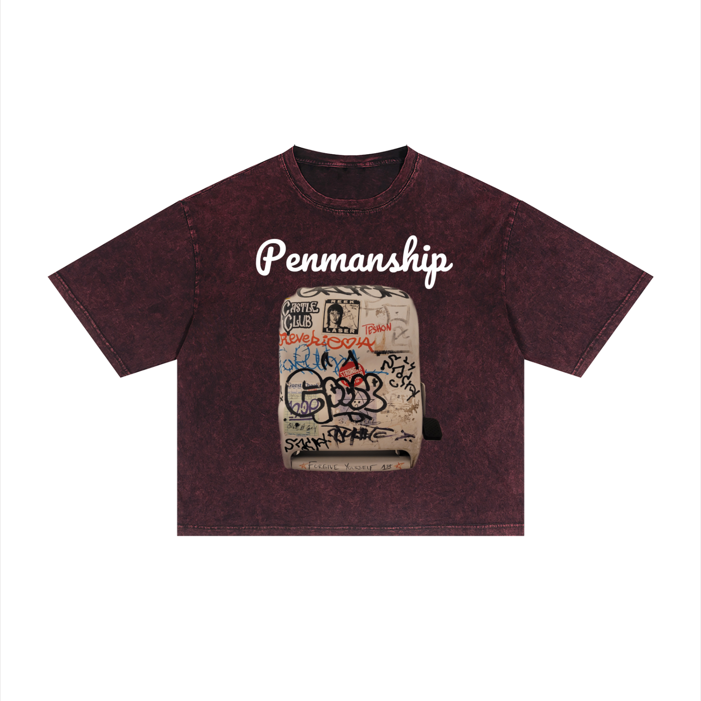 Penmanship Unisex Mineral Wash Boxy "Clean hands" Graphic T-Shirt