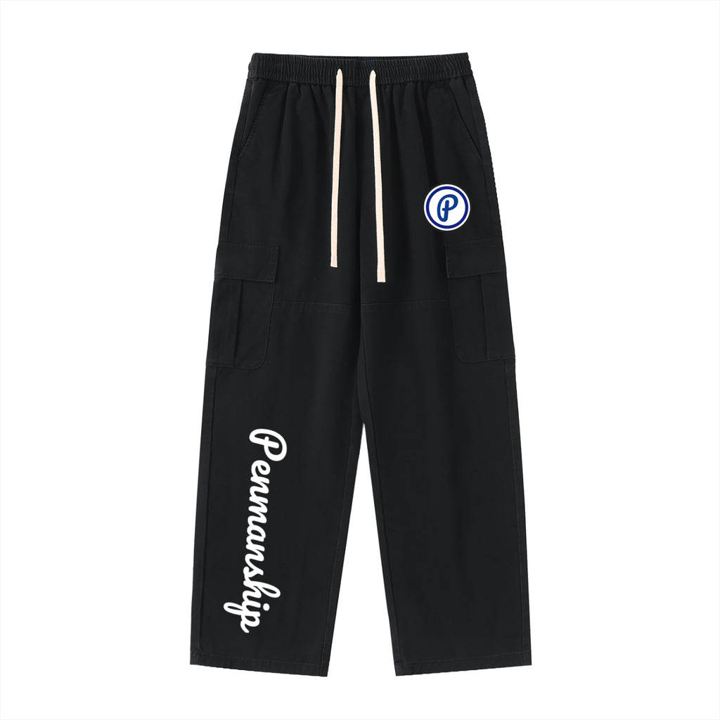 Penmanship Drawstring Waist Straight-Leg Cargo Pants