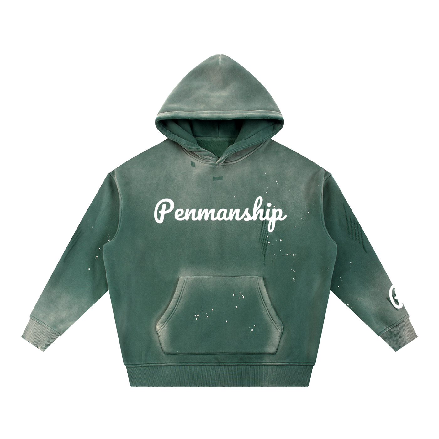 Penmanship Vintage Washed Frayed Fleece Hoodie