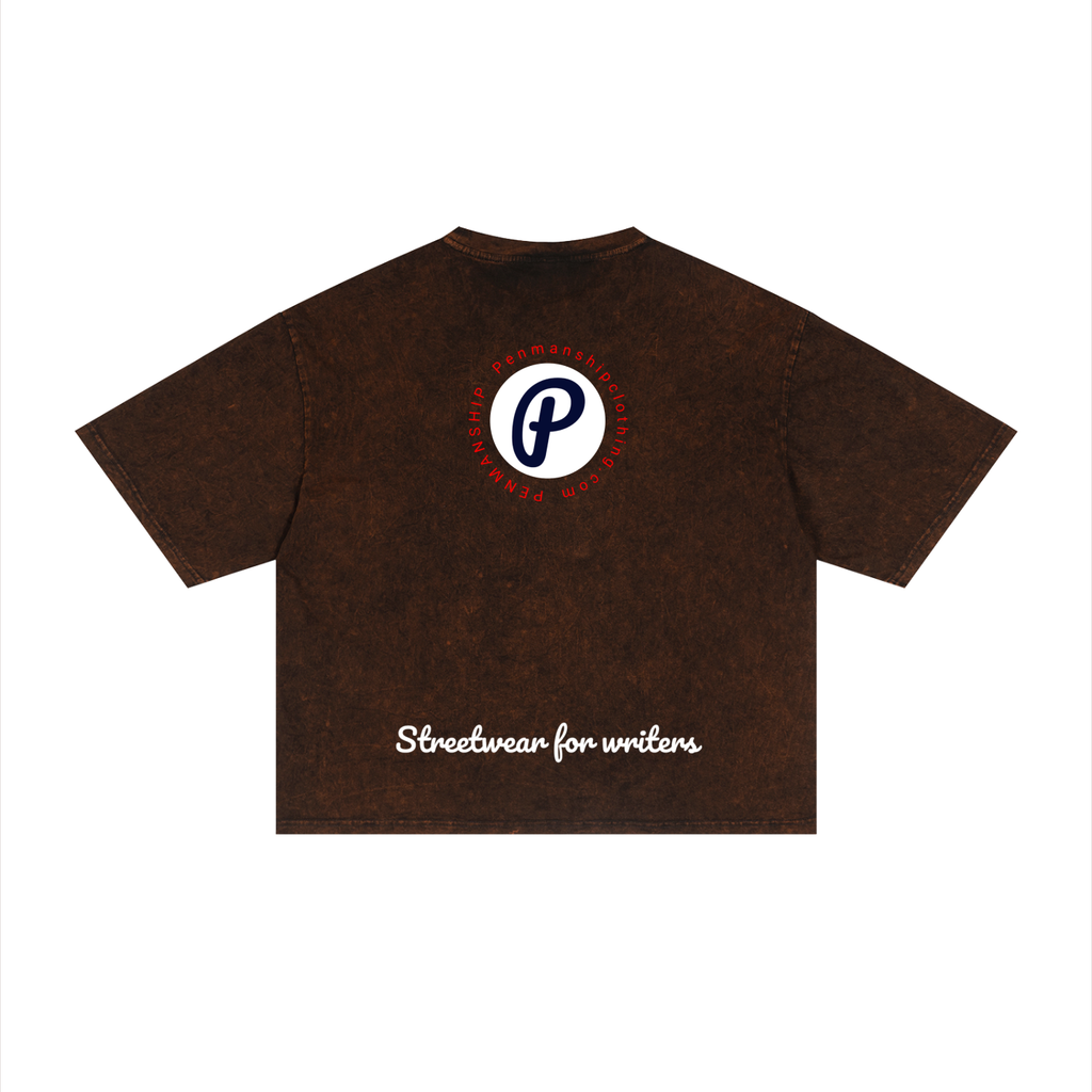 Penmanship Unisex Mineral Wash Boxy "Clean hands" Graphic T-Shirt