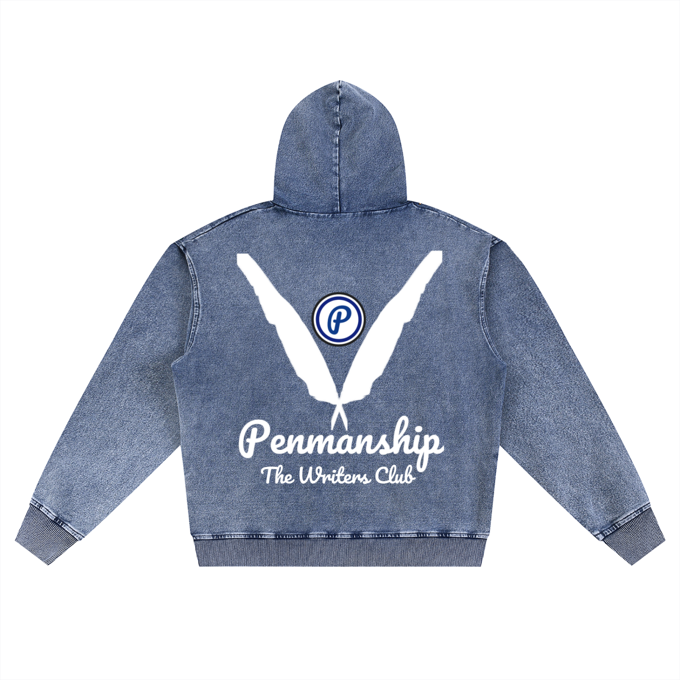 Penmanship Snow Wash Oversized Zip-Up Hoodie
