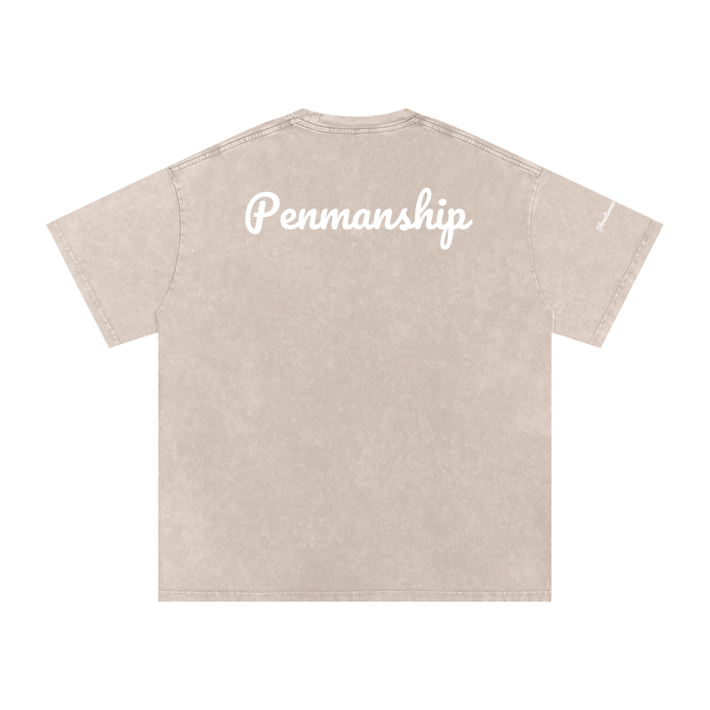 Penmanship Snow Washed Oversized Cotton T-Shirt