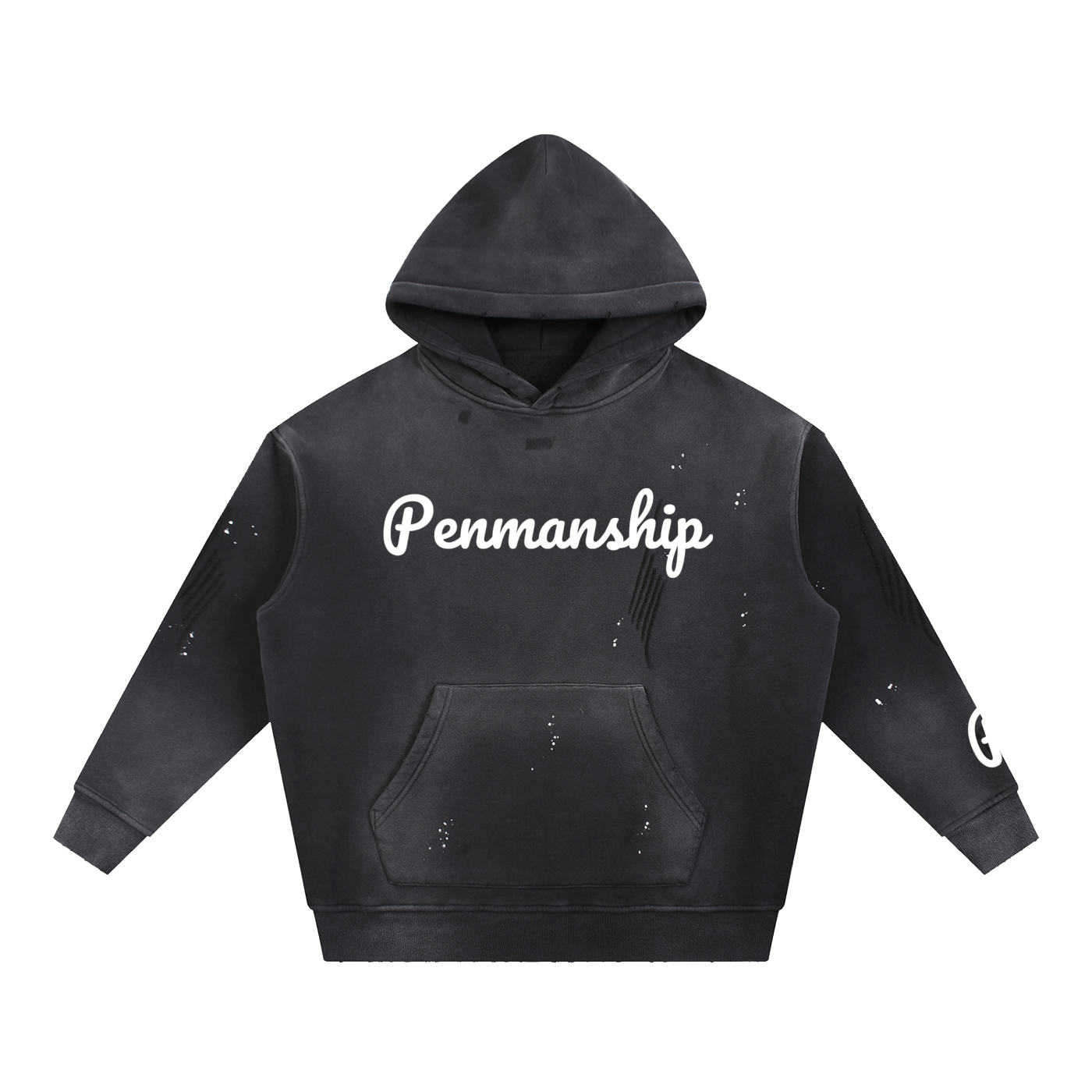 Penmanship Vintage Washed Frayed Fleece Hoodie