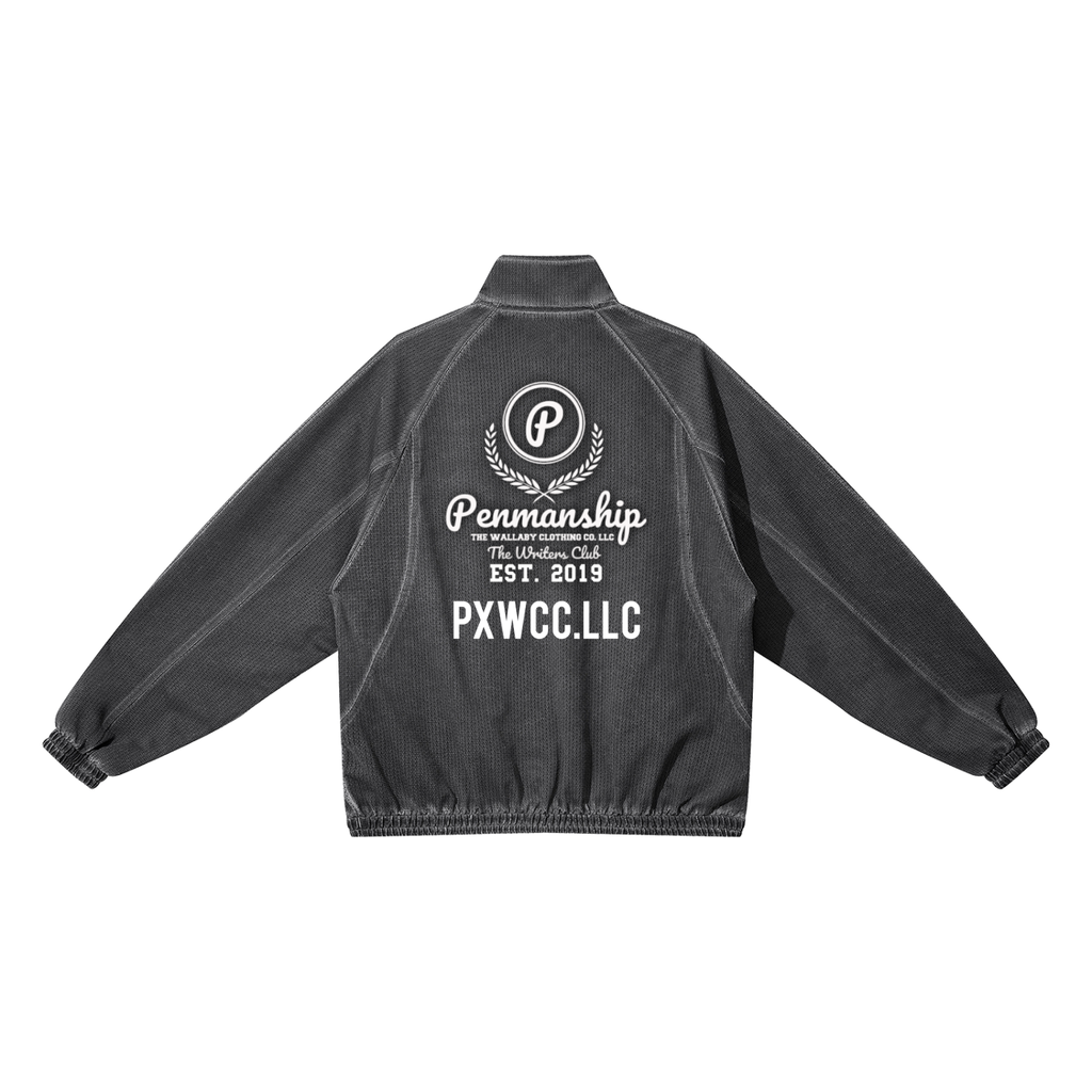 Penmanship Unisex Vintage Wash Full Zip Mesh Jacket