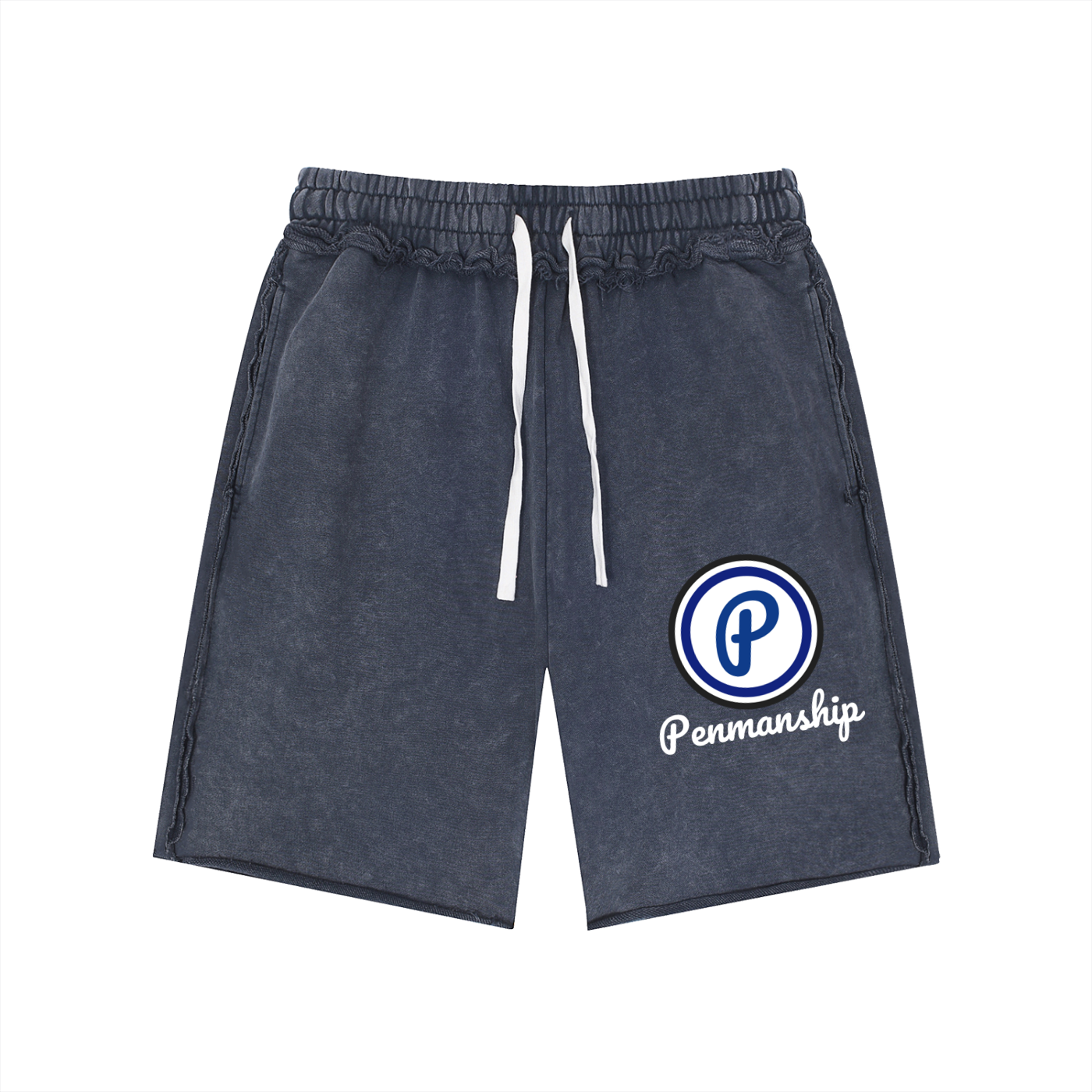 Penmanship Unisex Mineral Wash Raw Edge Shorts