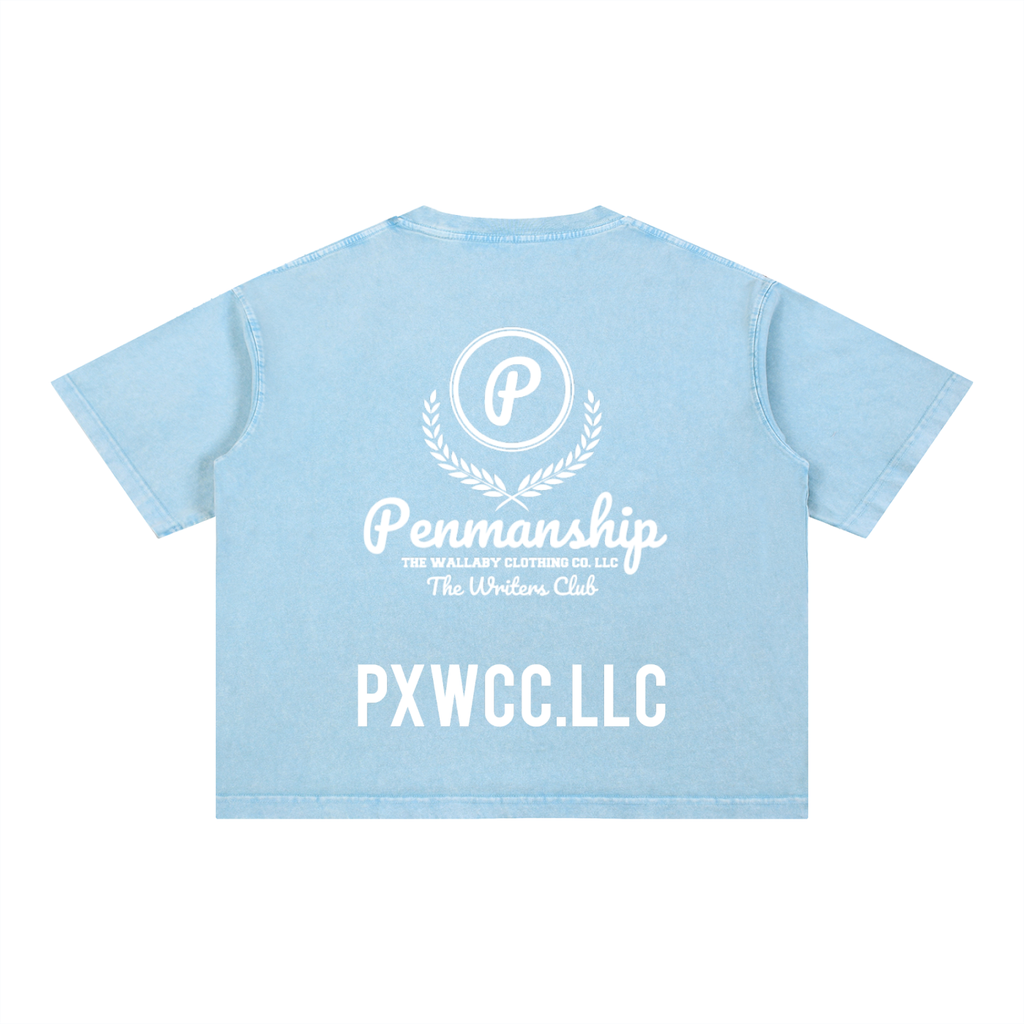 Penmanship Mineral Wash Boxy Cotton T-Shirt