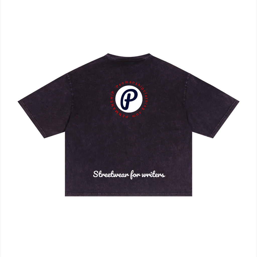 Penmanship Unisex Mineral Wash Boxy "Clean hands" Graphic T-Shirt