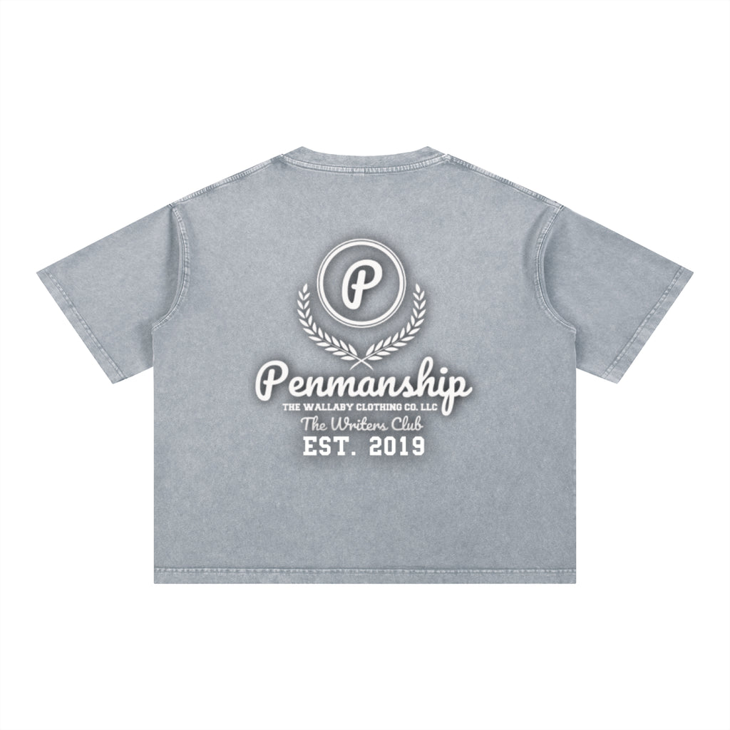 Penmanship Mineral Wash Boxy Cotton T-Shirt