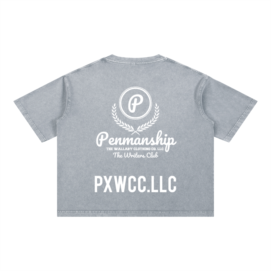 Penmanship Mineral Wash Boxy Cotton T-Shirt