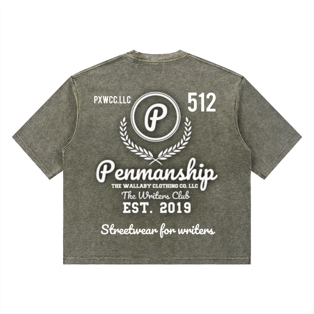 Penmanship "Censored" Unisex Mineral Wash Waffle Boxy T-Shirt