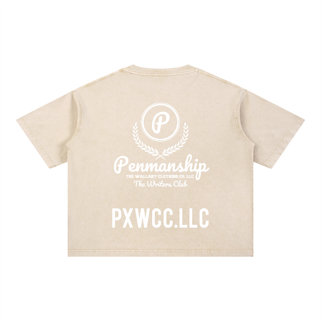 Penmanship Mineral Wash Boxy Cotton T-Shirt