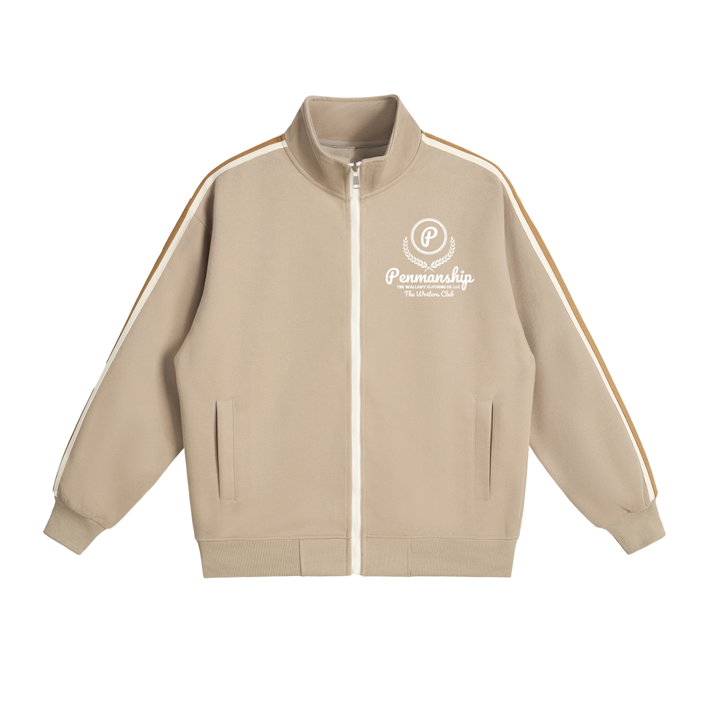 Penmanship Contrast Side-Stripe Stand Collar  Jacket