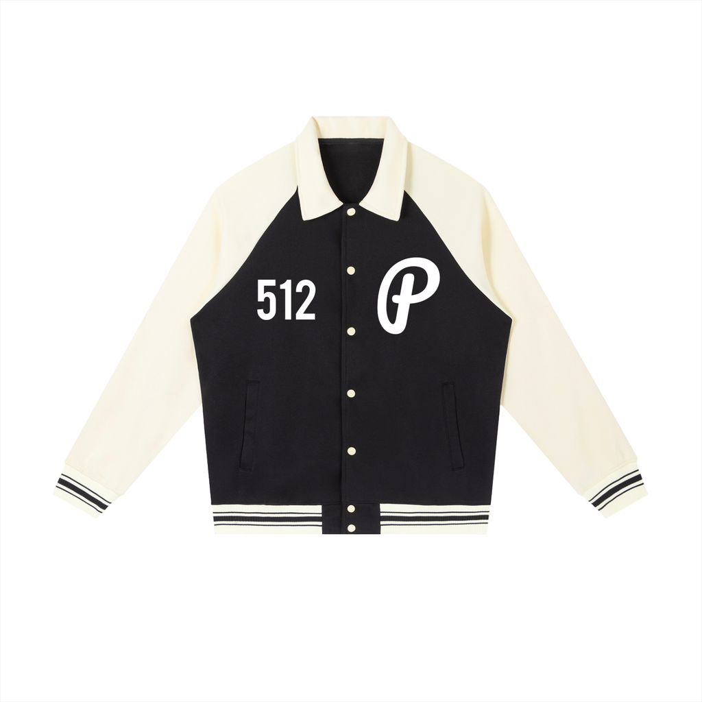 Penmanship Contrast Raglan Sleeve Baseball Jacket
