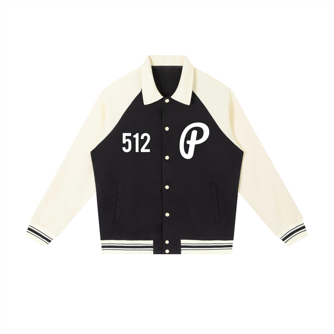 Penmanship Contrast Raglan Sleeve Baseball Jacket