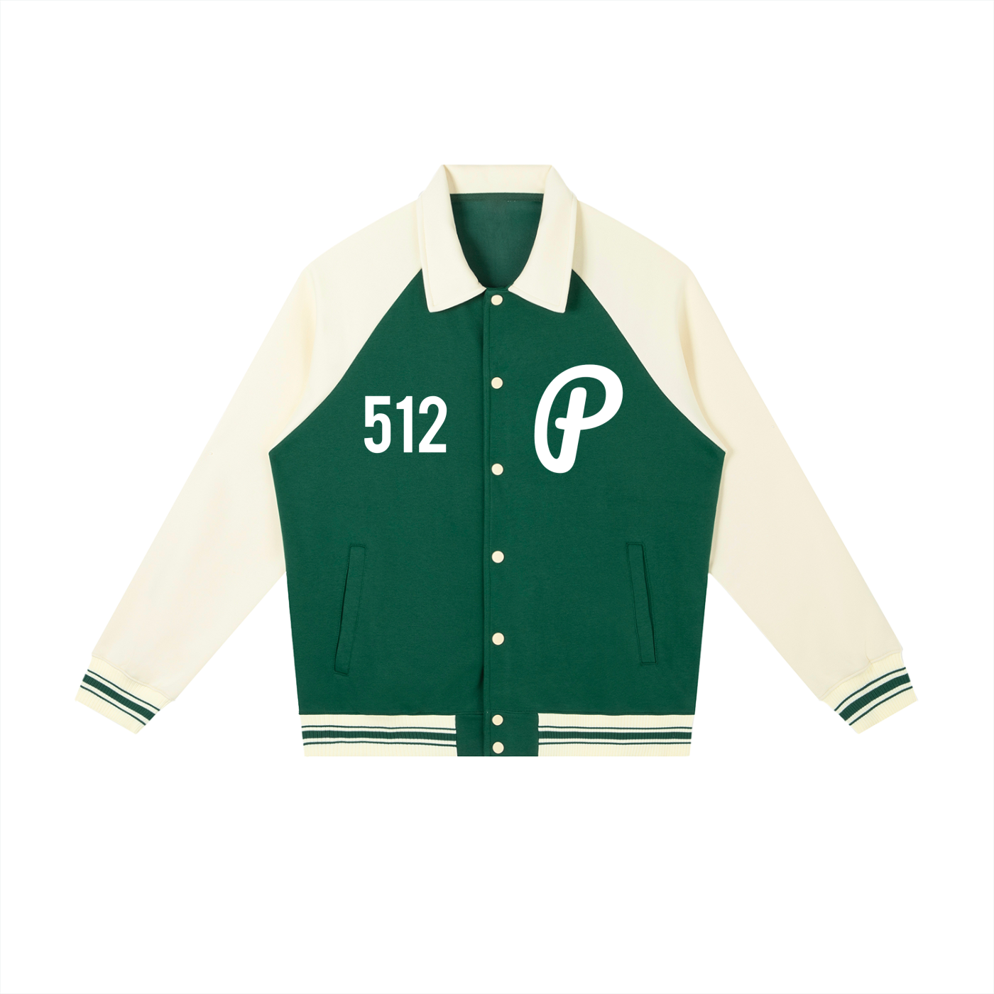 Penmanship Contrast Raglan Sleeve Baseball Jacket