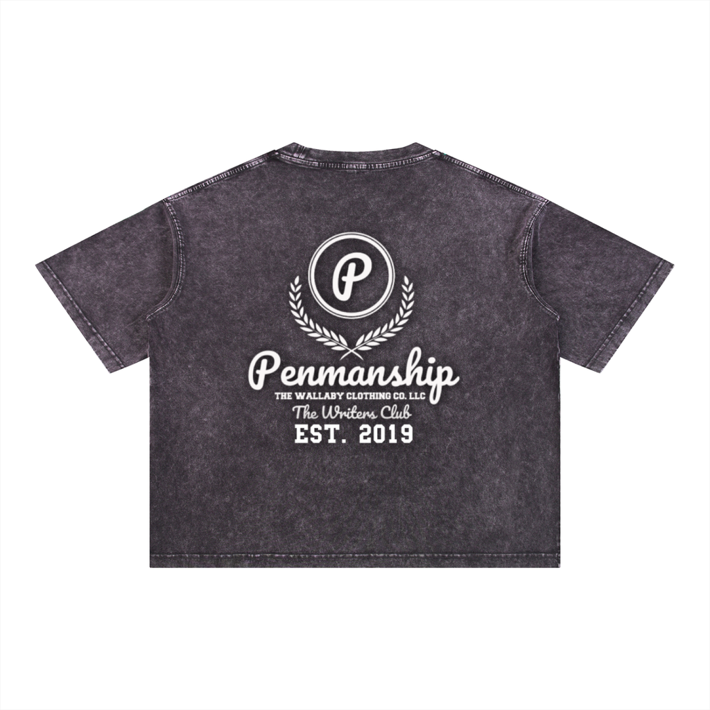 Penmanship Mineral Wash Boxy Cotton T-Shirt