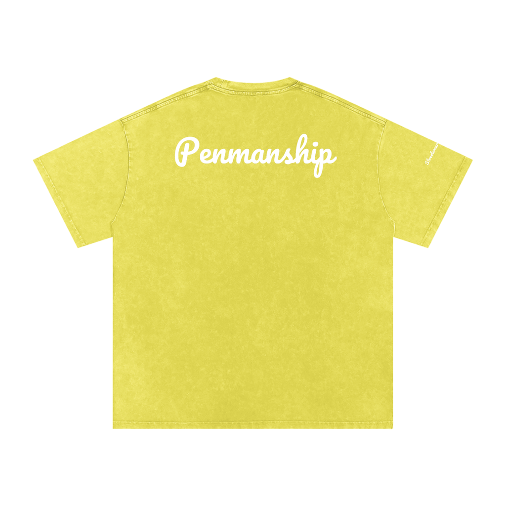 Penmanship Snow Washed Oversized Cotton T-Shirt