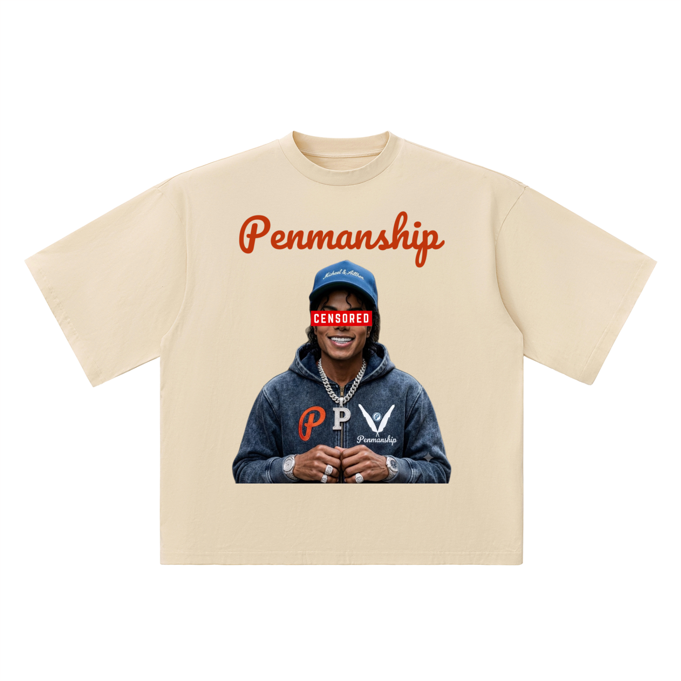 Penmanship "Censored" Oversized Drop Shoulder Graphic T-Shirt
