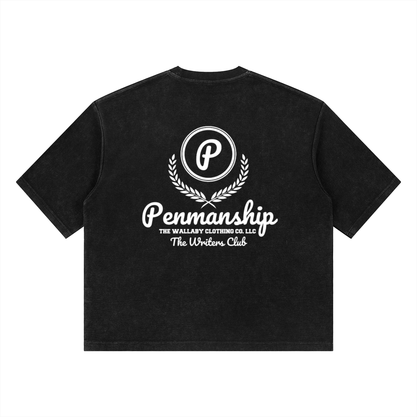 Penmanship Unisex Mineral Wash Waffle Boxy T-Shirt