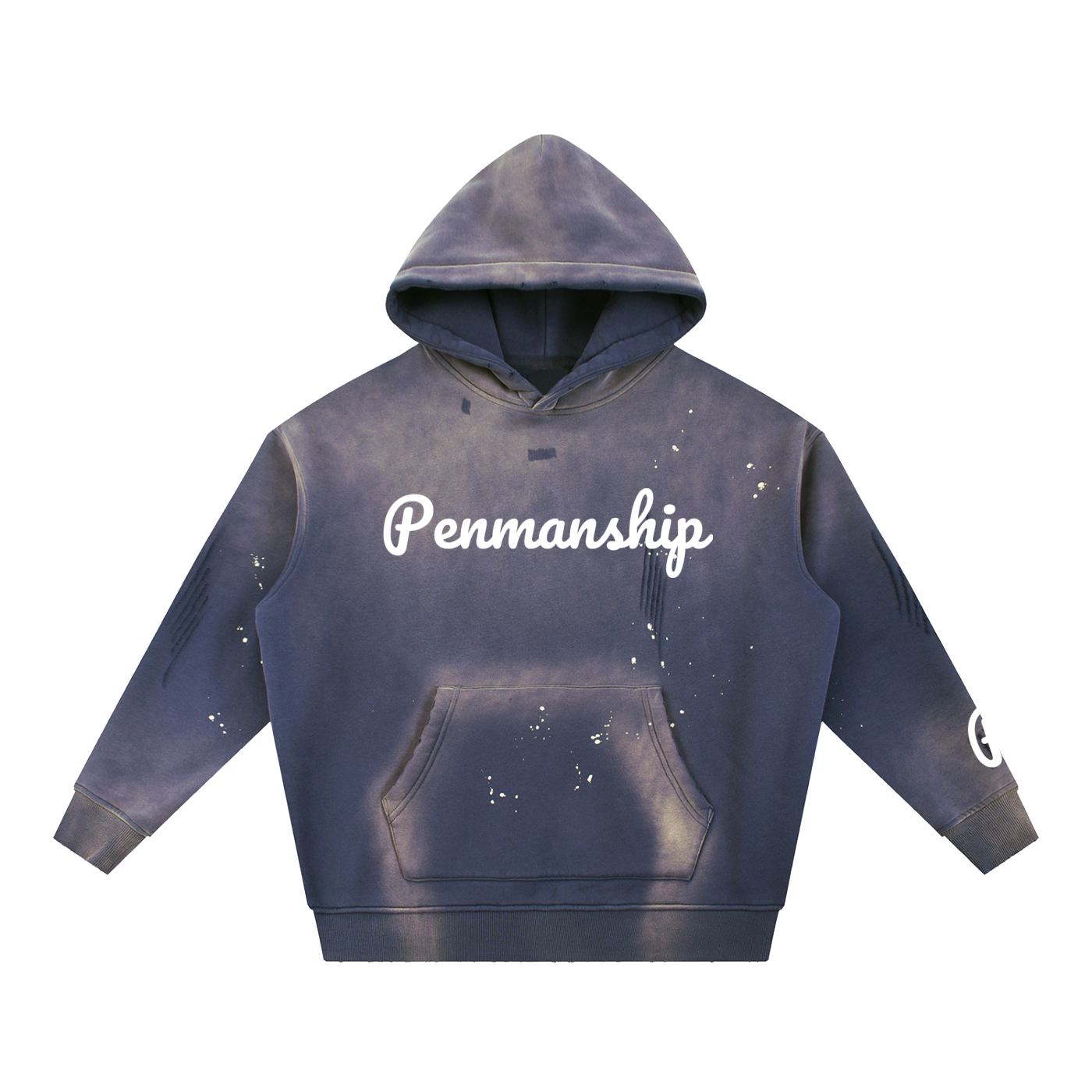 Penmanship Vintage Washed Frayed Fleece Hoodie