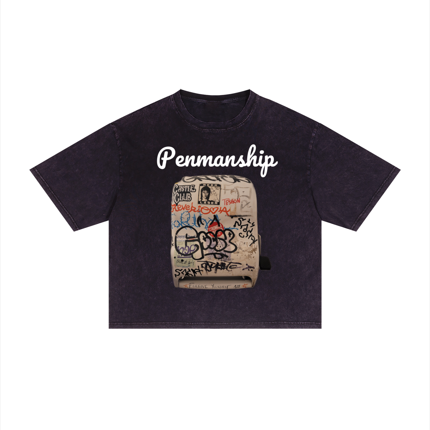 Penmanship Unisex Mineral Wash Boxy "Clean hands" Graphic T-Shirt