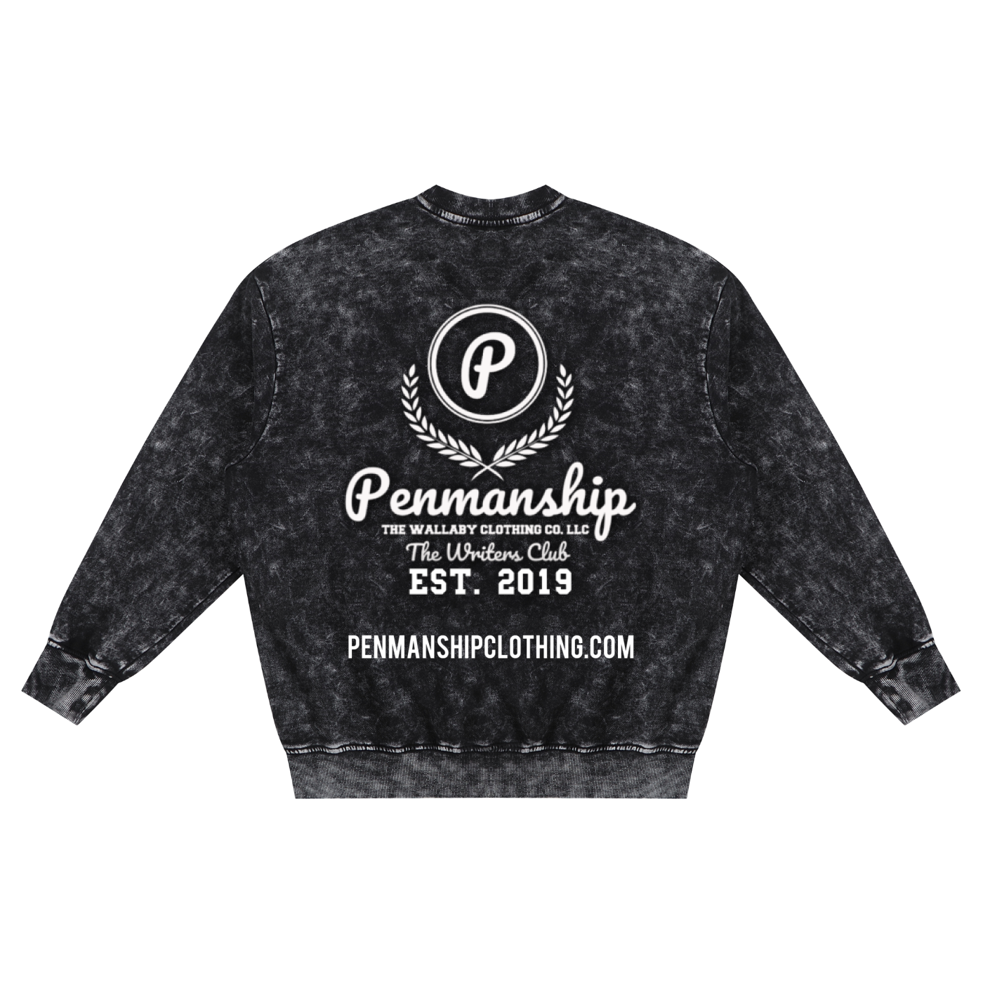 Penmanship "Censored" Snow Washed Hand-Frayed Graphic Sweatshirt