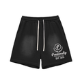 Penmanship Sun Fade Raw Edge Cotton Shorts