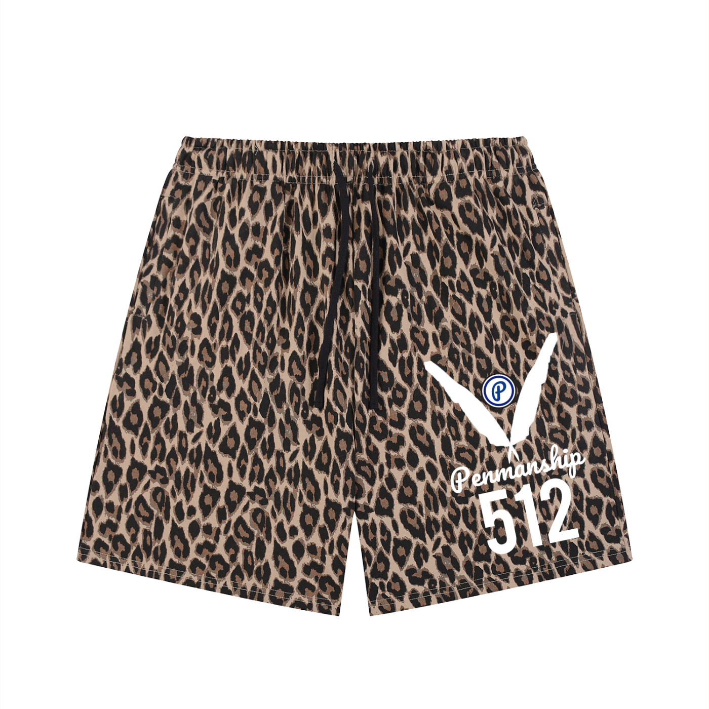 Penmanship Unisex Heavyweight Leopard Drawstring Shorts
