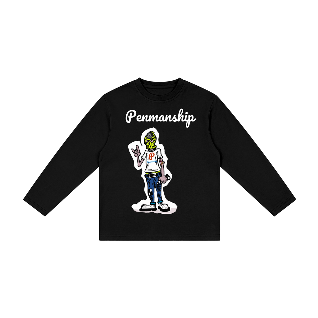 Penmanship Kid's Drop Shoulder Long Sleeve T-Shirt