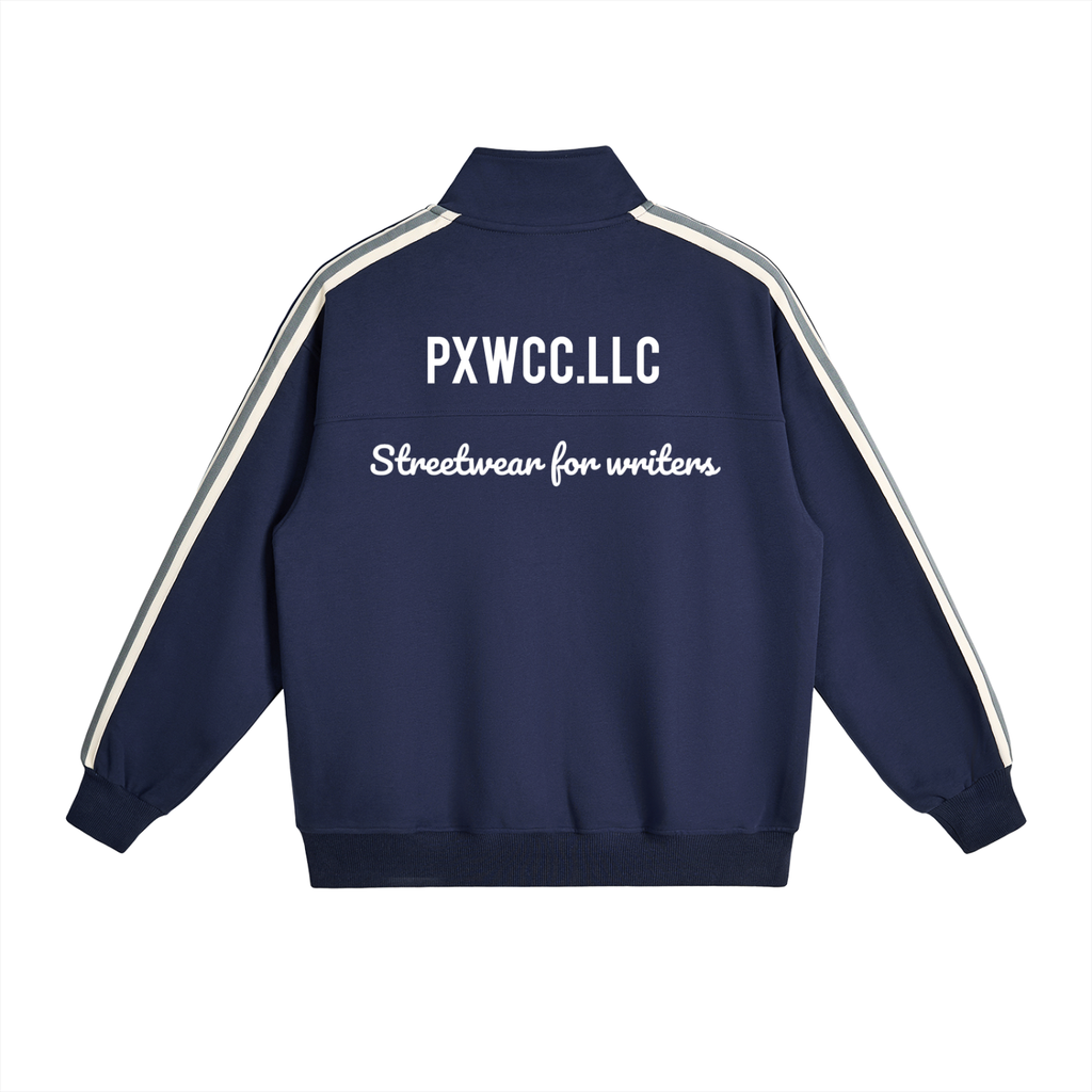 Penmanship Contrast Side-Stripe Stand Collar  Jacket