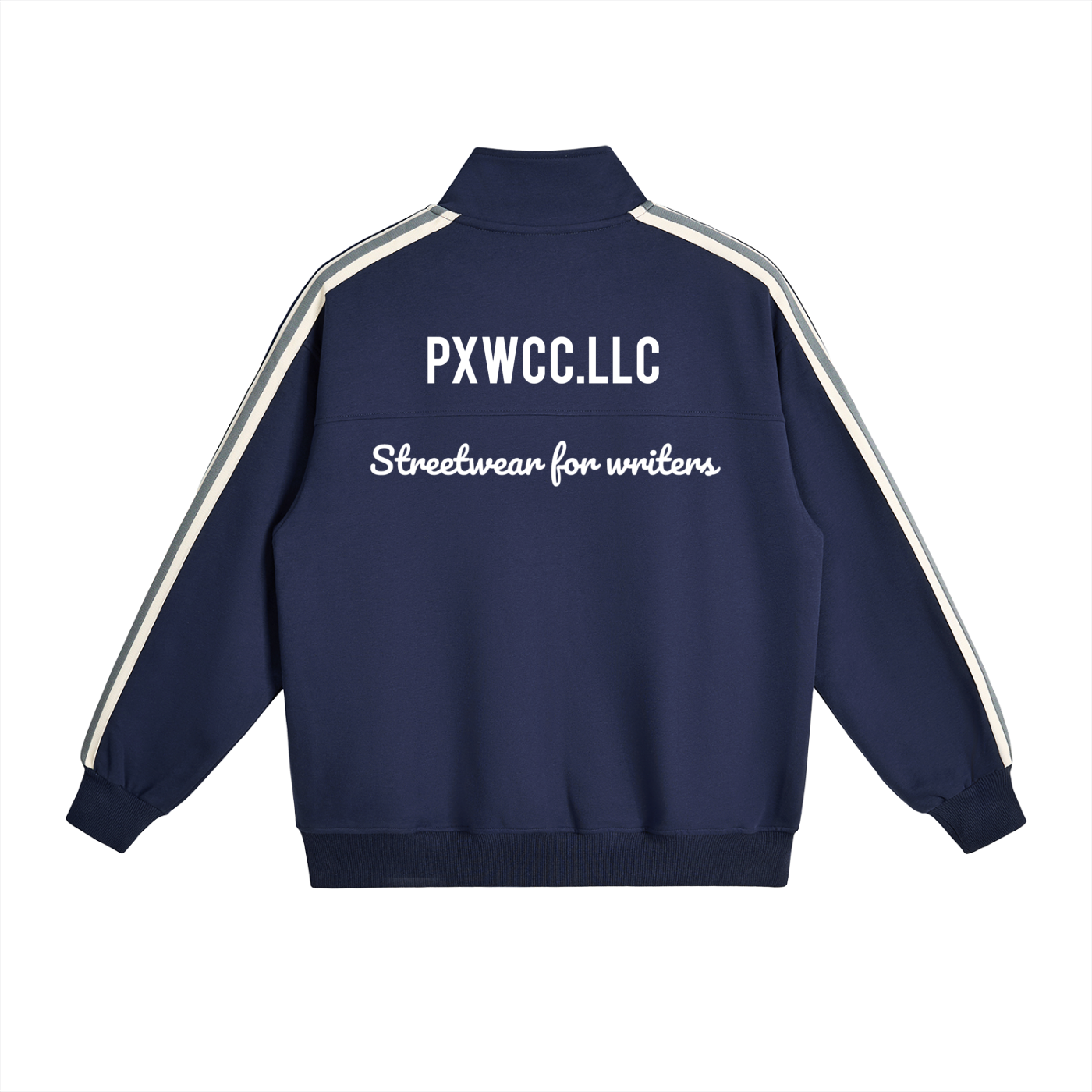 Penmanship Contrast Side-Stripe Stand Collar  Jacket