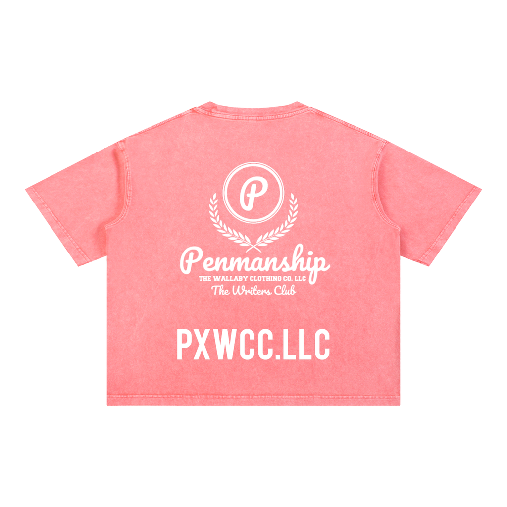 Penmanship Mineral Wash Boxy Cotton T-Shirt
